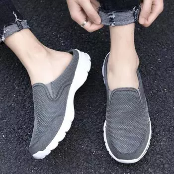 Fashion 2024 Summer Mesh Men Slippers Breathable Mules Casual Shoes forMen Slippers Comfort Home Slippers Zapatillas Hombre 39 чёрный