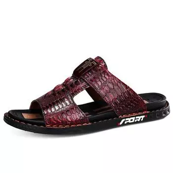 Fashion 2024 Summer New British Style Beach Shoes Men s Camping Shoes Anti Slip Men s Outdoor Slippers Wear Resistant Free Delivery 38 коричневый