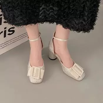 Fashion 2024 Summer New Fashion Dress Party Banquet Sandals for Women Europe and America High Heels Designer Sexy Elegant Shoes 35 чёрный