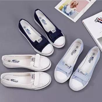 Fashion 2024 Summer New Shallow Mouth Low Help Canvas Shoes Flat Korean Version of Small White Shoes Female Multi-color Shoes 35 белый
