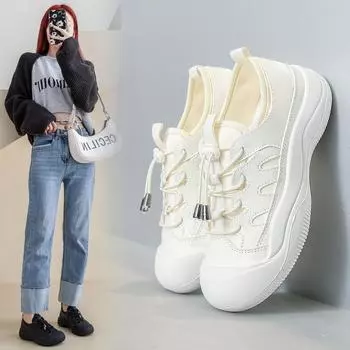 Fashion 2024 Summer New Women s Fashion Casual Sports Shoes Comfortable, Breathable, Anti Slip Casual Shoes Women s Vulcanized Shoes 35 белый