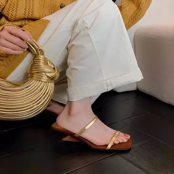 Fashion 2024 Summer Open Toe Women Slippers Fashion Elegant Narrow Band Slides Shoes Ladies Outdoor Dress High Heel Sandalias 34 серебряный