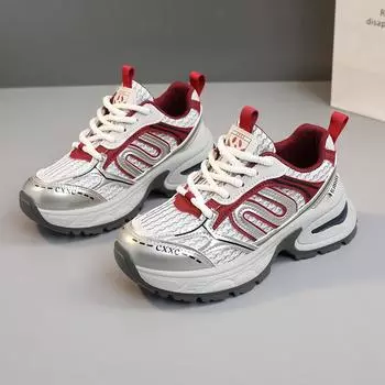 Fashion 2024 Summer Retro Style Women Shoes Mesh Breathable Lightweight Sneakers Women Casual Running Platform Sports Shoes Woman 35 серый