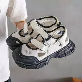 Fashion 2024 Summer Running Casual Shoes Thick Sole Heightening Shoes New Outdoor Hiking Shoes For Women Thick Soles Versatile Shoes 35 бежевый