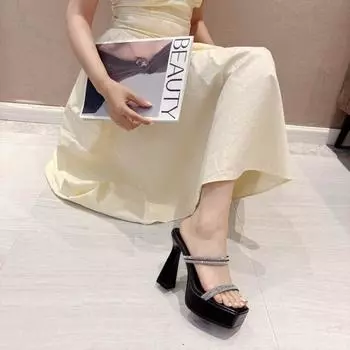 Fashion 2024 Summer Sale Of Women s Shoes Square Toe Beige Heeled Sandals Espadrilles Platform Buckle Strap New Comfort Low Party Black 34 бежевый