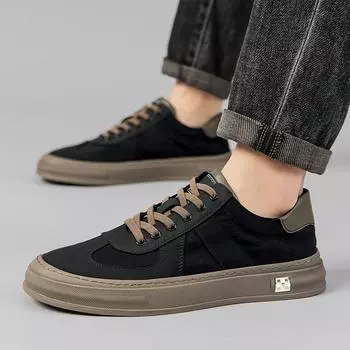 Fashion 2024 Summer Shoes Mens Sneakers Moccasins Trend Casual Men s Shoes Italian Comfortable Split Leather Sneakers Brand Men Footwear 38 чёрный