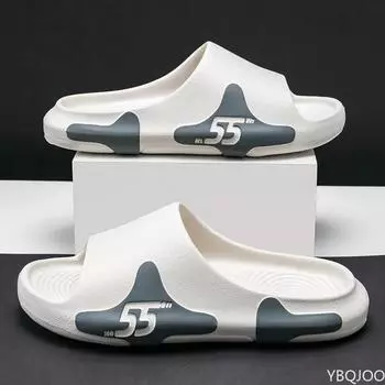 Fashion 2024 Summer Slippers Men Alphabet Design Soft Sole Beach Flip Flops Large size 47 Unisex Casual Slip-on Flats Sandals Women Shoe 35-36 белый