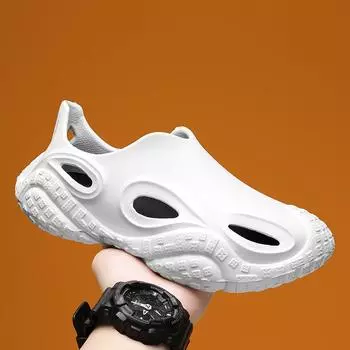 Модные летние тапочки 2024 года, мужские, из ЭВА, для отдыха, для пар, нескользящие, для пляжа, для ванной, для улицы, на толстой подошве, креативные, повседневные 38 чёрный