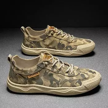 Fashion 2024 Summer Vulcanize Shoes Fashion Breathable Camouflage Casual Men Sneakers Flats Outdoor Walking Non-slip 39 чёрный