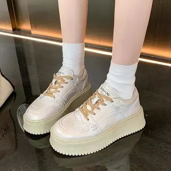 Мода 2024 Лето Женская Мода Шнуровка Толстые Кроссовки Дышащая Повседневная Прогулочная Обувь 35