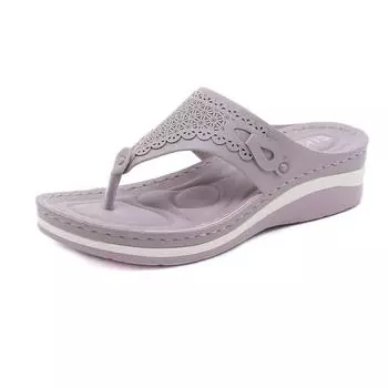 Fashion 2024 Summer Women Slippers Chanclas Mujer Wedge Platform Clip Toe Flip Flops Light Retro Rome Beach Shoes Chanclas Mujer Playa 36 абрикосовый