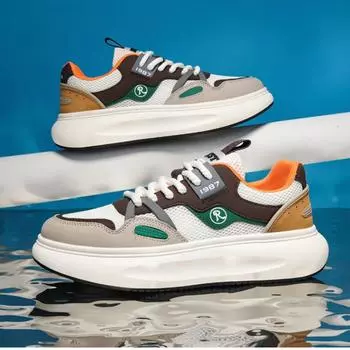 Fashion 2024 The New Men Breathable Casual Shoes Platform Sneakers Summer Casual Shoes High Quality Casual Sneakers Zapatillas Hombre 39 оранжевый