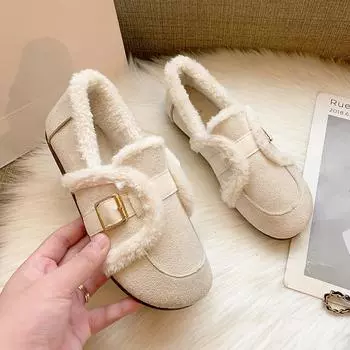 Мода 2024 Зимняя мода Женская обувь Замшевая теплая удобная обувь Обувь из хлопковой шерсти Женские сапоги 35 чёрный