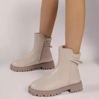 fashion 2024 Winter New Fashion Simple Breathable Short Boots Warm Snow Boots Women s Short Boots 35 бежевый