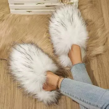 Мода 2024 года, зима, новые высококачественные модные однотонные женские тапочки Baotou на низком каблуке из замши, повседневные домашние женские тапочки на плоской подошве 36-37 чёрный