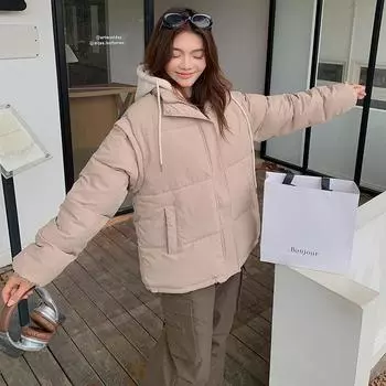 FASHION 2024 winter new hooded medium and long cotton-paddeddown cotton-paddedremovable two wear thickened cotton-padded s Clothes S чёрный