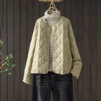 FASHION 2024 winter new Korean version loose baseball collar light down women s short thin white duck down winter clothing Clothes M чёрный