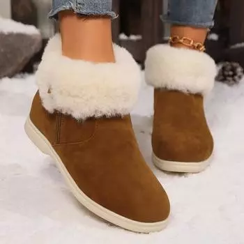 Fashion 2024 Winter New Women s Fluffy Plush Ankle Warm Snow Boots Casual Round Toe Women s Zipper Cotton Shoes 36 красный