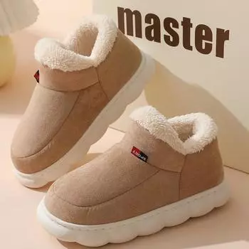 Fashion 2024 Winter Plush Men s Shoes Classic Indoor Men s Home Slippers Outdoor Soft Non-slip Women s Shoes Casual Bedroom Men s Shoes 36-37 коричневый