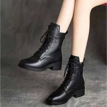 Fashion 2024 Winter Women s Boots Thick Sole Anti Slip Ankle Boots Anti Cold Lace Up Zipper Comfort Wear-resisting Boots Botas Mujer 35