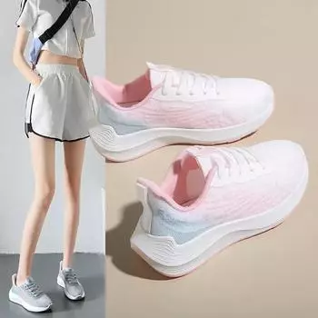 Fashion 2024 Woman Shoes Autumn New Fashion Female Sneakers Breathable Casual Men Shoes Soft Soled Running Shoes Zapatillas De Deporte 36 розовый