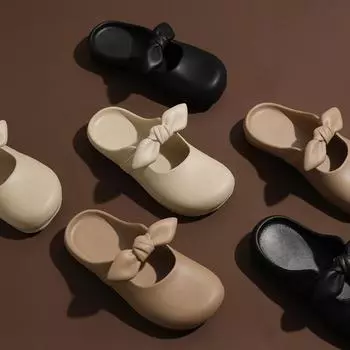 Fashion 2024 Women Half Slippers Summer Beach Fashion Bowknot Sandals Hollow Out Non Slip EVA Slippers Shoes for Women Zapatos De Mujer 36-37