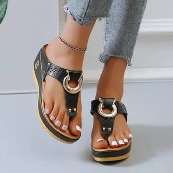 fashion 2024 Women New Summer Sandals Open Toe Women s Beach Shoes Flip Flops Ladies Wedges Slippers Cute Sandals Women Chaussure Femme 35