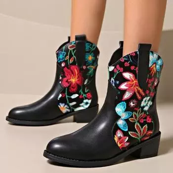 Мода 2024 года, женские осенние новые принтованные модные ботинки, женские роскошные дизайнерские модные остроносые ботинки до середины голени, женская обувь на платформе 35 чёрный