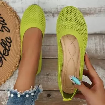 fashion 2024 Women s Flats Shoes Spring and Autumn New Fashion Round Toe Shallow Shoes Comfortable Breathable Mesh Casual Barefoot Shoes 36