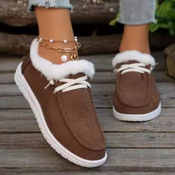 Fashion 2024 Women s Lace Up Fashion Versatile Women s Winter Boots Warm Plush Snow Boots Sneakers Cotton Shoes 36 хаки