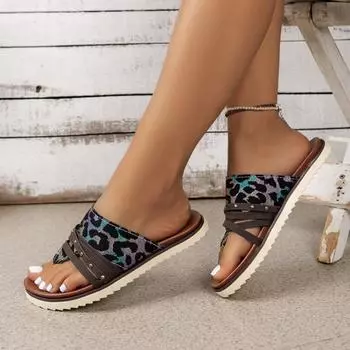 fashion 2024 Women s New Leopard Print Fashionable Lightweight Comfortable Flip Flops 36