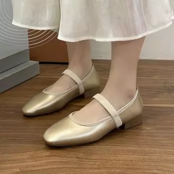 Мода 2024 года. Новые женские туфли на платформе из мягкой кожи в стиле ретро. Женские туфли на каблуках. Двухцветные, по желанию, без усталости ног. 36 бежевый