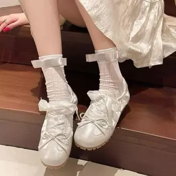 Fashion 2024 Women s Shoes Half Slippers Flat Lace-up Loafers Women s Casual Outdoor Lazy Shoes Light Color Solid Color Flat Shoes 35 серебряный