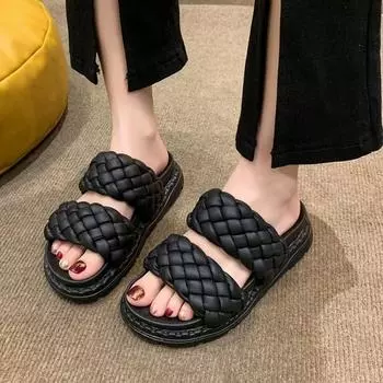 Fashion 2024 Women s Slippers Summer Ladies Slippers Sandals Outdoor Beach Shoes Thick Soled Slippers 35 бежевый