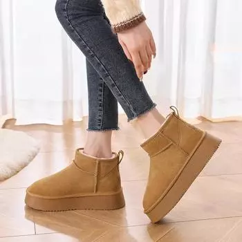 Fashion 2024 Women s Winter Snow Ankle Boots Women s Fur Boots Luxury Brand Women s Warm Shoes Designer 34 чёрный