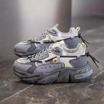 Fashion 2024Autumn and Winter Women Sneakers Thick Bottom Elevated Increase Casual Simple All-match Shoes for Women Color Matching 35 бежевый