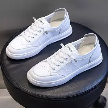 Fashion 2024Big Size Women Sneakers Autumn Leather Light White Sneaker Female Platform Vulcanized Shoes Spring Casual Breathable Sports 35