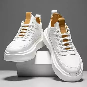 Fashion 2024Men s Sneakers High Quality Leather Casual Shoes Platform Shoes for Men Vulcanized Shoe White Tennis Shoes Zapatillas Hombre 39