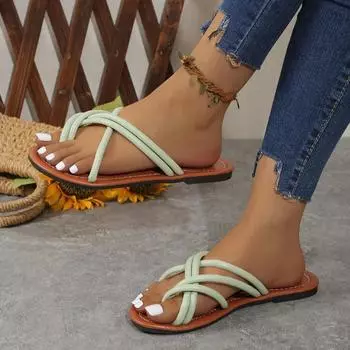 Fashion 2024new summer womens flat non-slip simple solid color round head flip-flops women s daily casual beach vacation shallow sandals 36 абрикосовый