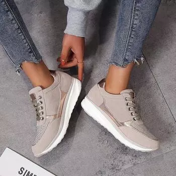 fashion 2024Sneakers Spring Autumn Fashion Thick Bottom Round Toe Breathable Platform High Heel Mixed Colors Leisure Women Shoes896 35 синий