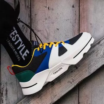 Fashion 2024spring and Summer New Men s Sports Trendy Shoes Korean Version Fashion Old Shoes Shoe Casual Shoes Thick-soled Men s Shoes 39 синий