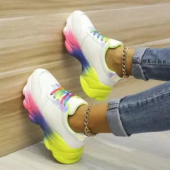 Fashion 2024Thick bottom white shoes women s summer thin sneakers 2024 new women s casual shoes muffin flat bottom 35 белый