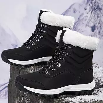 Fashion 2024Women s Snow Boots Fashion High Top Casual Cotton Shoes Plush Warm Winter Boots for Women Non-slip Platform Boot Botas Mujer 36 белый