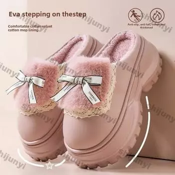 Fashion 2025 New Winter Women Slippers Women Fashionable Indoor Slipperswomen Soft Warm Slides Home Shoes Women s Thickened Sole Slipper 36-37 розовый