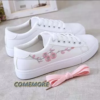 Fashion 2025 Spring Fashion Breathble Vulcanized Shoes Women s Sneakers PU Leather Platform Female Lace Up Casual Footwear White Sports 35 синий