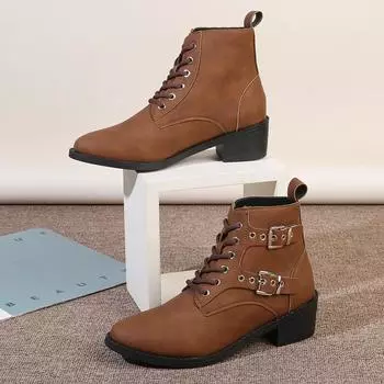 fashion 2025 Trend Chelsea Ankle Women Boots High Heels Casual Shoes Winter Brand New Goth Leather Shoes Fashion Chunky Snow Botas Mujer 36 чёрный