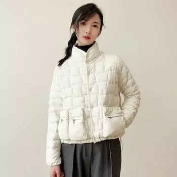 FASHION 23 winter new light and warm short down women s stand-up collar warm 95 down casual light and thin white duck down Clothes M чёрный