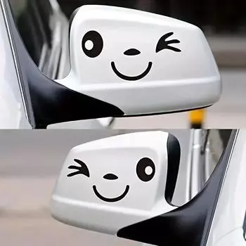 Fashion 2pcs Cartoon Smiling Face Car Stickers For Motorcycle Truck Your Rearview чёрный