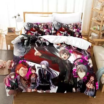 Fashion 3D Print Anime Game Danganronpa Bedding Set Double Twin King Duvet Cover Comforter Pillowcase Boys Girls Adults Bedroom EU Twin 135x200cm