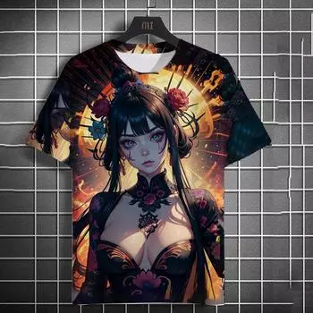 Fashion 3D Print Anime Harajuku Men s T Shirt Fashion Beauty Pattern Short Sleeve T-Shirt Casual O-neck Loose Top Summer Unisex Clothing S